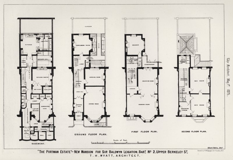 "The Portman Estate," nové sídlo pro sira Baldwyna Leightona, Baronet, č. 2, Upper Berkeley Street (rytina) od English School