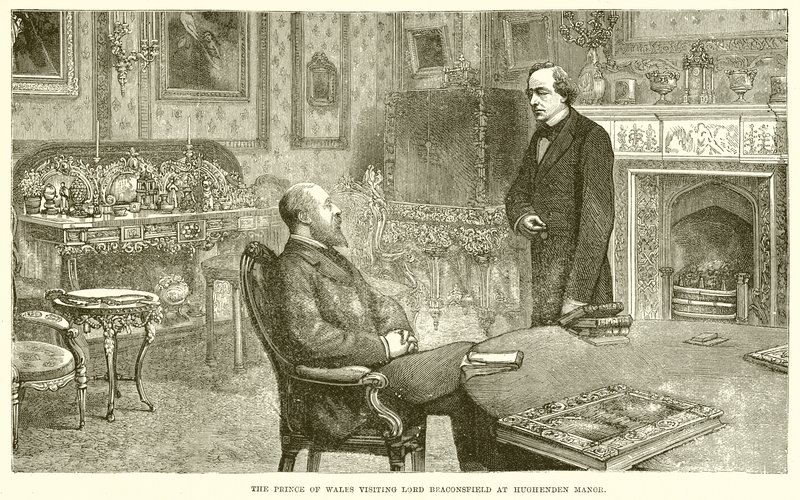 Princ z Walesu na návštěvě lorda Beaconsfielda v Hughenden Manor od English School