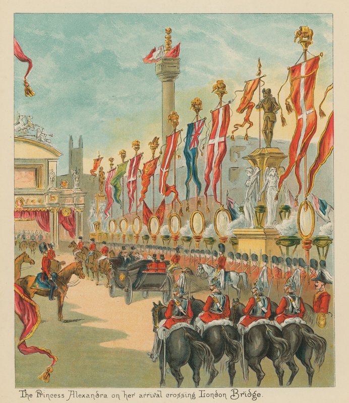 Princezna Alexandra při příjezdu přes London Bridge od English School