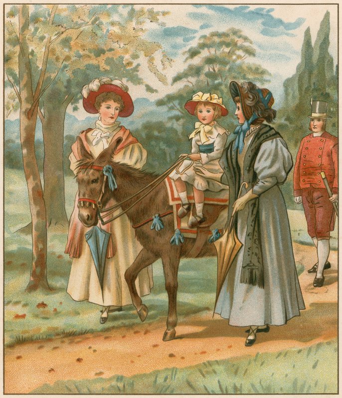 Princezna Victoria na koni v Kensington Gardens od English School