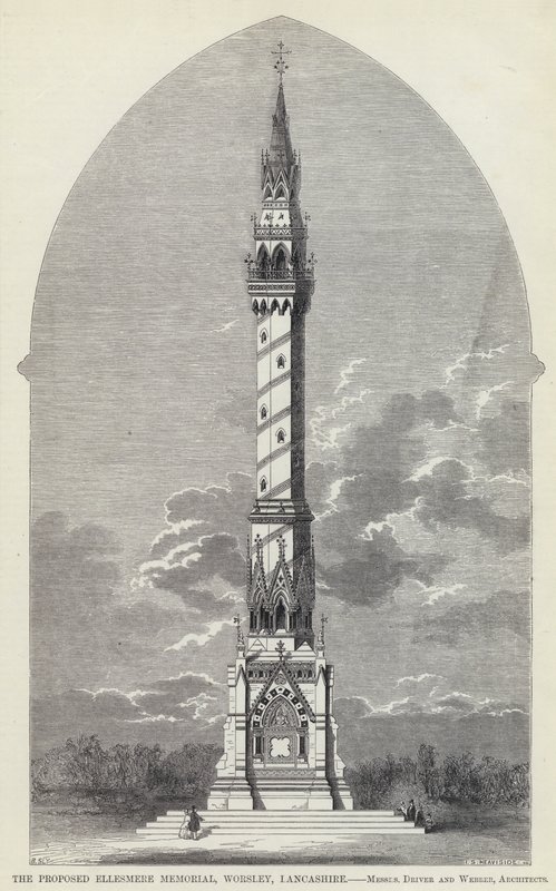 The Proposed Ellesmere Memorial, Worsley, Lancashire (rytina) od English School