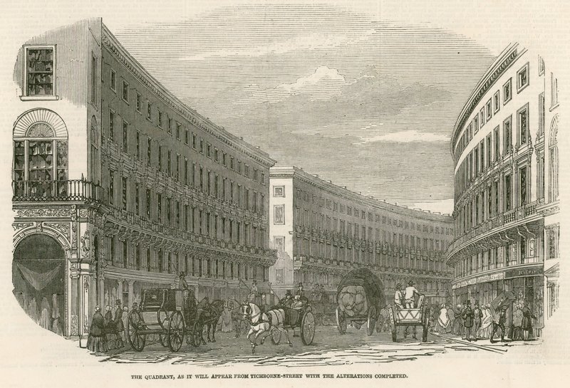 The Quadrant, Regent Street, Londýn, jak bude vypadat z ulice Tichborne po dokončení úprav od English School