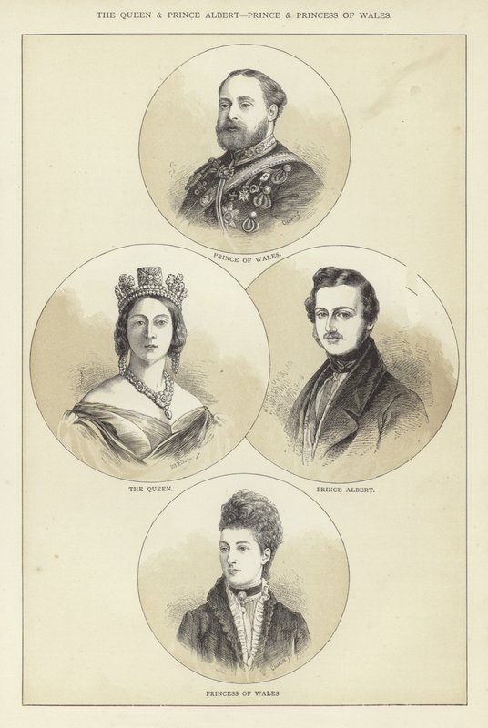 Královna a princ Albert, princ a princezna z Walesu od English School