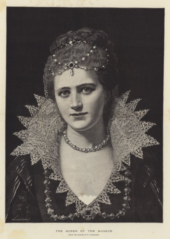 Královna masky (rytina) od English School