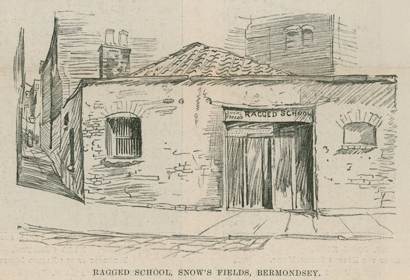 The Ragged School Union Jubilee; Ragged School, Snows Fields, Bermondsey, Londýn od English School
