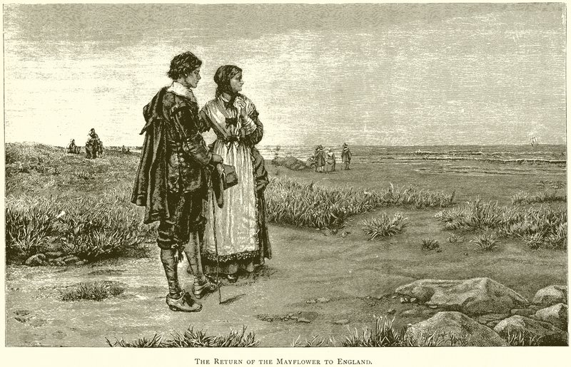 Návrat Mayflower do Anglie od English School