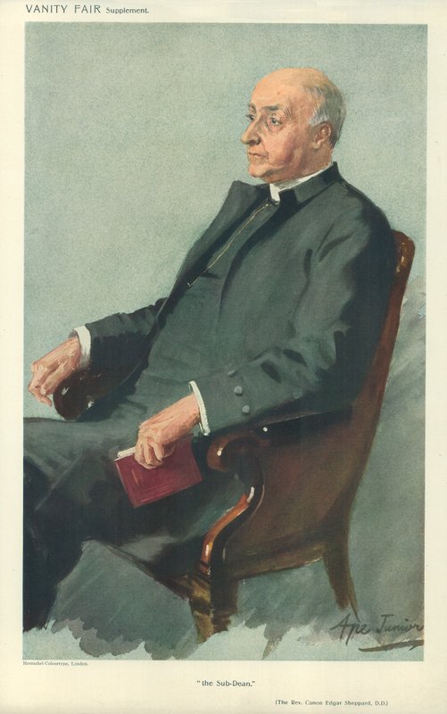 Rev Canon Edgar Sheppard, podděkan, 12. dubna 1911, karikatura Vanity Fair od English School