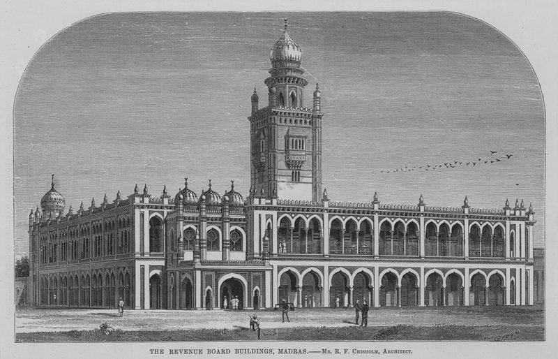 The Revenue Board Buildings, Madras (rytina) od English School