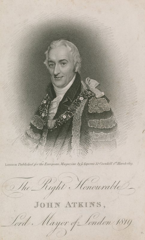 Správný ctihodný John Atkins, primátor Londýna 1819 od English School