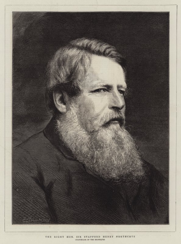 The Right Honorable Stafford Henry Northcote (rytina) od English School