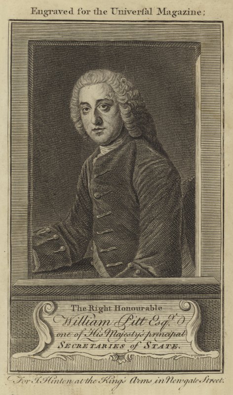 Ctihodný William Pitt Esquire, jeden z hlavních státních tajemníků Jeho Veličenstva od English School