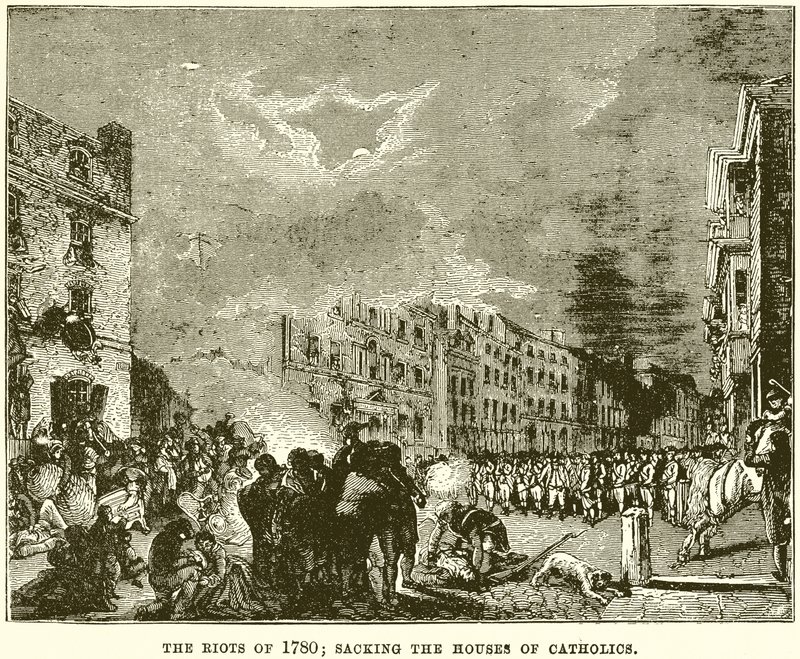 Nepokoje roku 1780; Vyplenění domů katolíků od English School