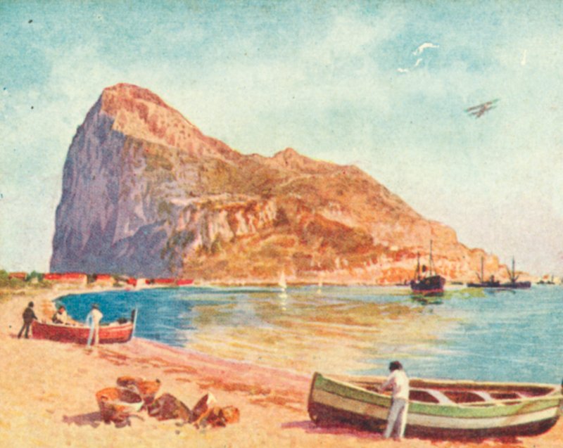 Gibraltarská skála (barevná litografie) od English School