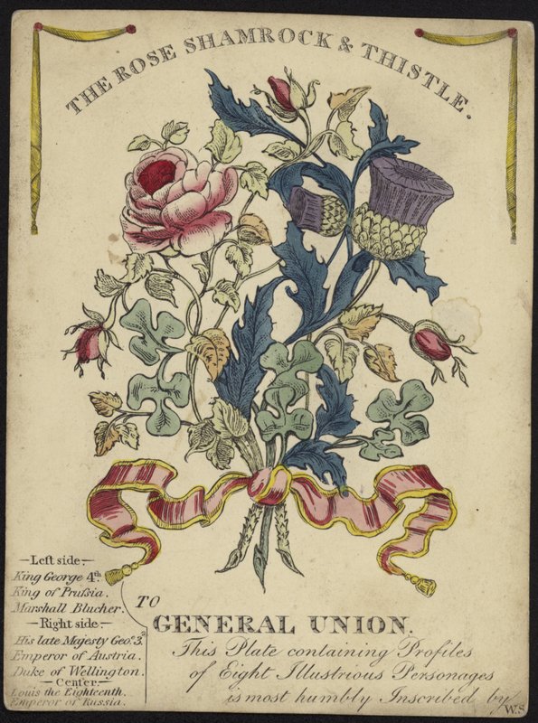 The Rose, Shamrock and Thistle to General Union (barevná rytina) od English School