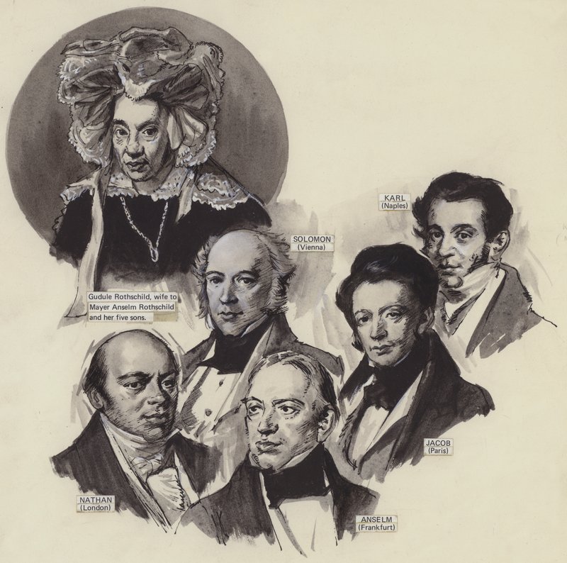 Rodina Rothschildů (kvaš na papíře) od English School
