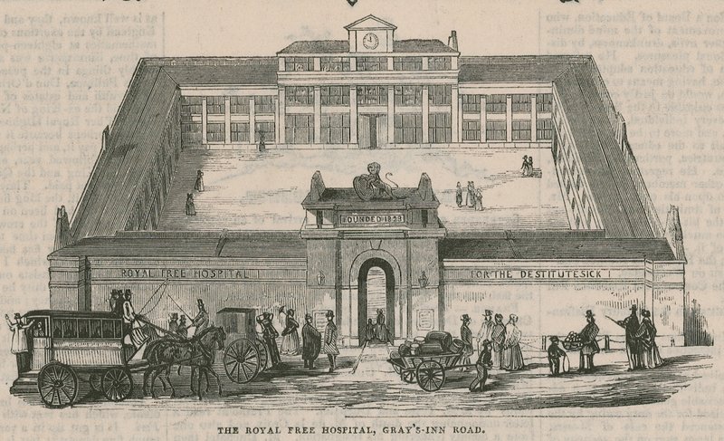 The Royal Free Hospital, Grays Inn Road, Londýn od English School