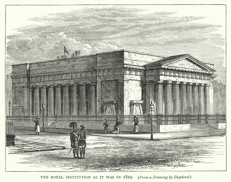 Královská instituce, jak to bylo v roce 1829 (rytina) od English School