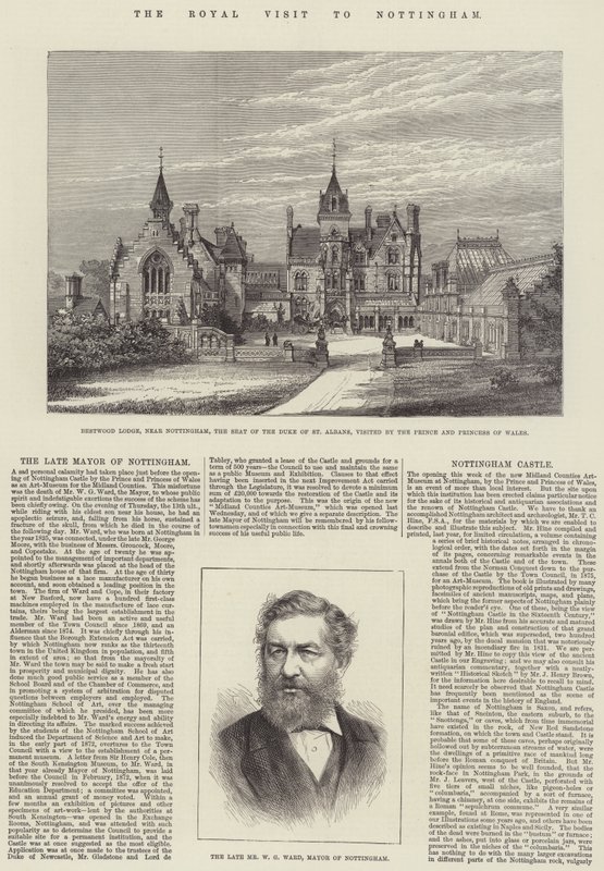 Královská návštěva Nottinghamu (rytina) od English School