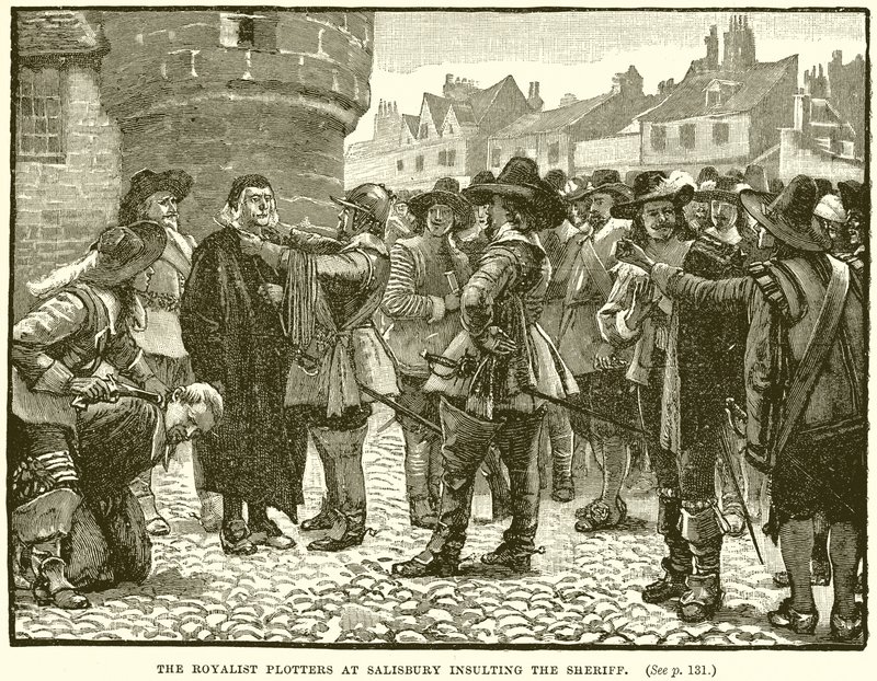 Royalist plottery v Salisbury urážející šerifa od English School
