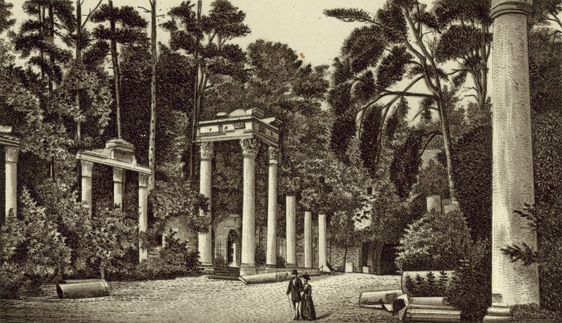 Ruiny, Virginia Water (litografie) od English School