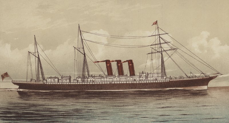 SS "City of New York", Inman a International Line (chromolitho) od English School