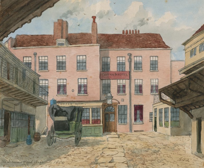 The Saracens Head, Snow Hill (wc na papíře) od English School