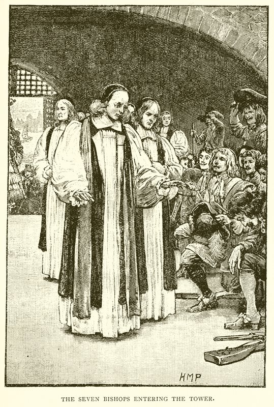 Sedm biskupů vstupujících do věže od English School