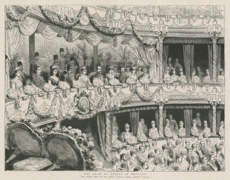 Šáh z Persie v Anglii; Státní návštěva Královské italské opery, Covent Garden od English School