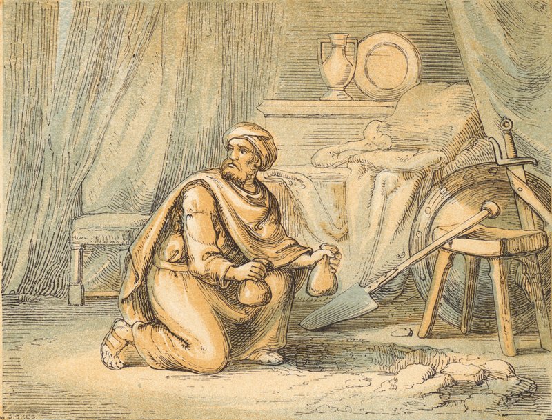 The Sin of Achan (barevná rytina) od English School