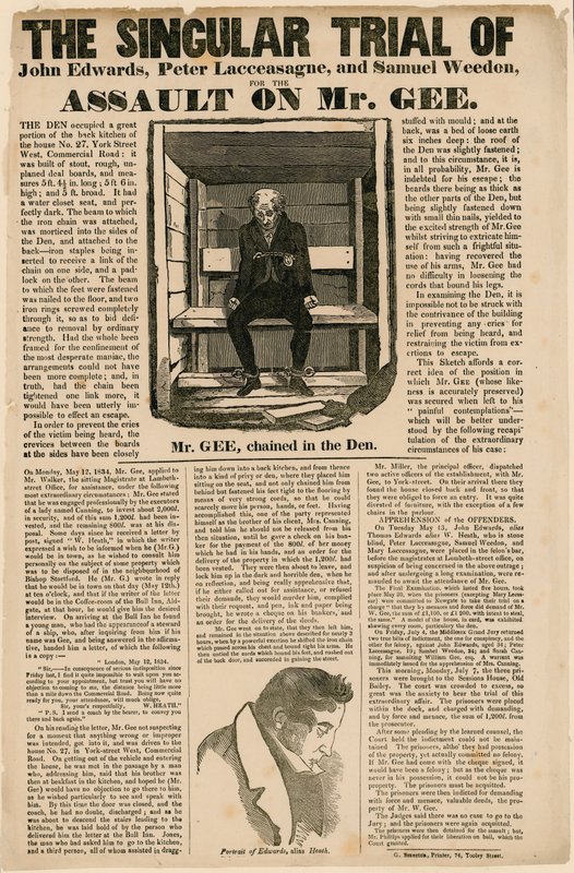 Jedinečný proces za útok na pana Gee, 1834 od English School
