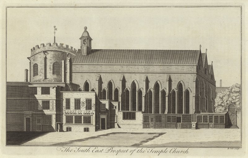 South East Prospect of the Temple Church, Londýn od English School