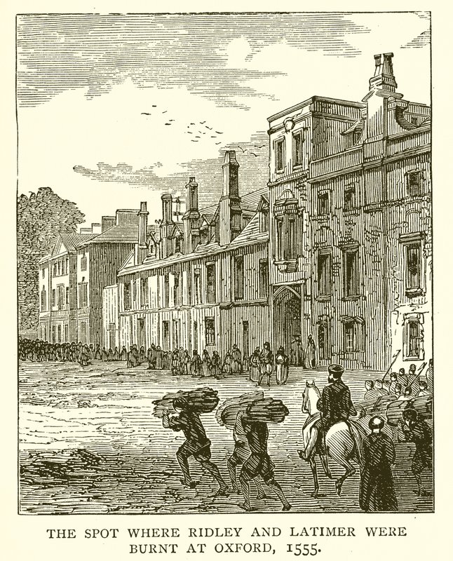 Místo, kde byli Ridley a Latimer upáleni v Oxfordu, 1555 od English School