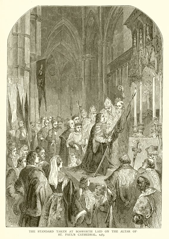 Standard přijatý v Bosworthu položený na oltáři katedrály St. Pauls, 1485 od English School