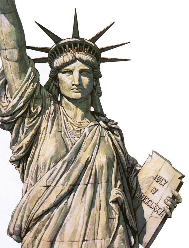 Socha svobody na ostrově Bedloe v New Yorku od English School