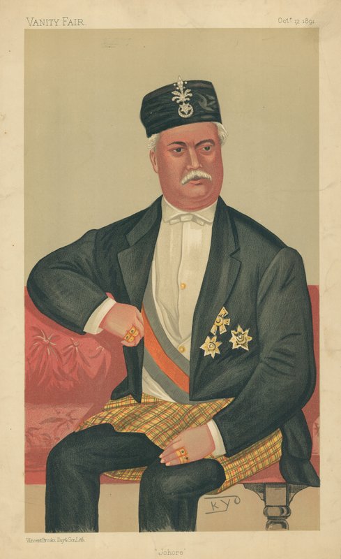 Sultán z Johoru, Johore, 17. října 1891, karikatura Vanity Fair od English School