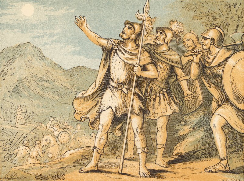 Slunce a Měsíc stojí (barevná rytina) od English School