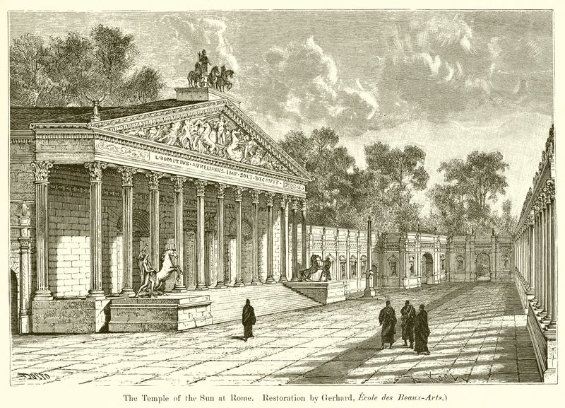 Chrám Slunce v Římě. Restaurování Gerhard, Ecole des Beaux-Arts) od English School
