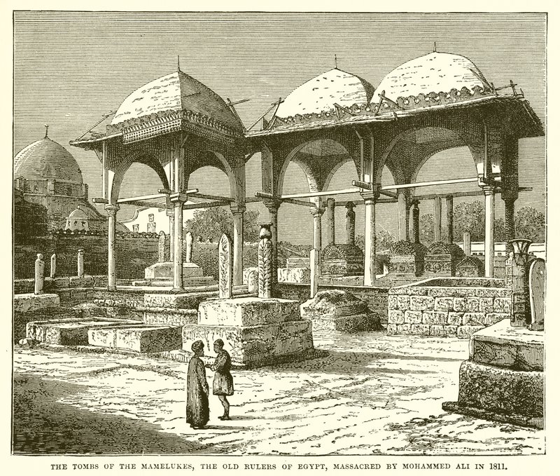 Hrobky Mameluků, starých vládců Egypta, zmasakrované Mohammedem Alim v roce 1811 od English School