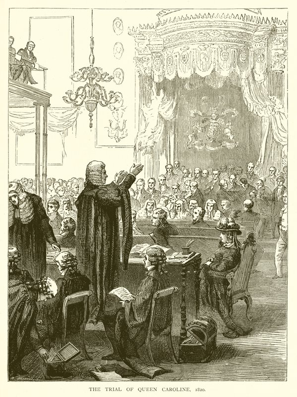 Proces s královnou Caroline, 1820 od English School