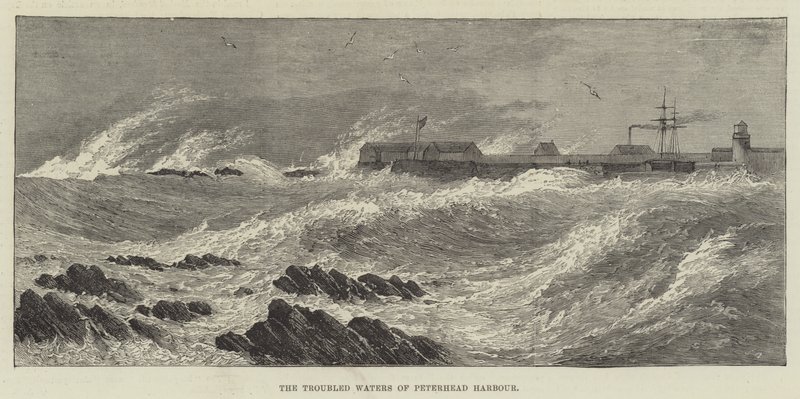 The Troubled Waters of Peterhead Harbor (rytina) od English School