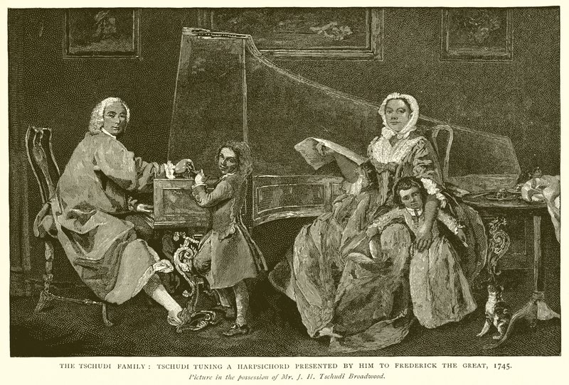 Rodina Tschudi: Tuning Tschudi a jím předložený Fredericku Velikému, 1745 od English School