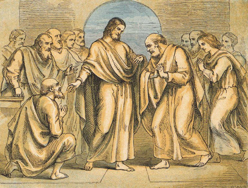 The Unbelief of Thomas (barevná rytina) od English School
