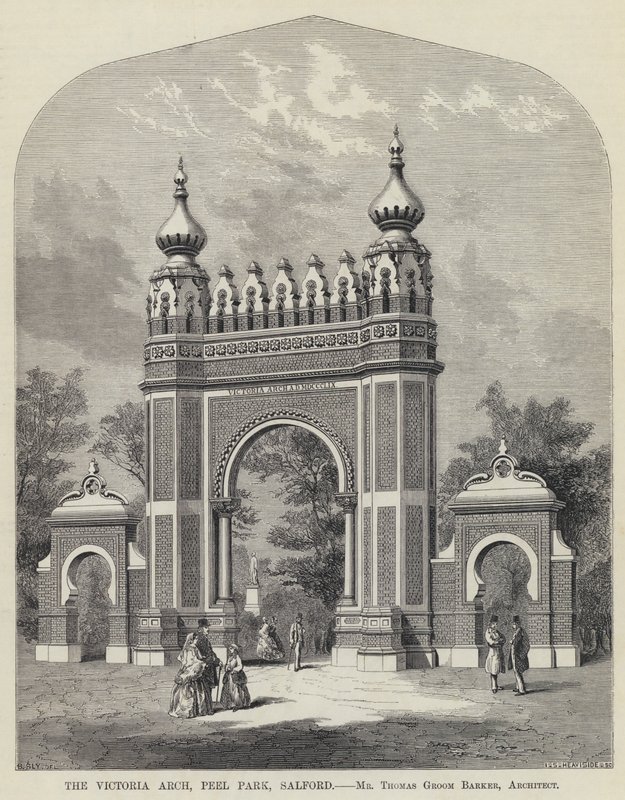 The Victoria Arch, Peel Park, Salford (rytina) od English School