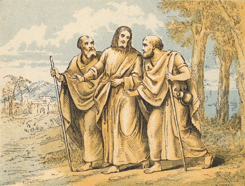 The Walk to Emmaus (barevná rytina) od English School