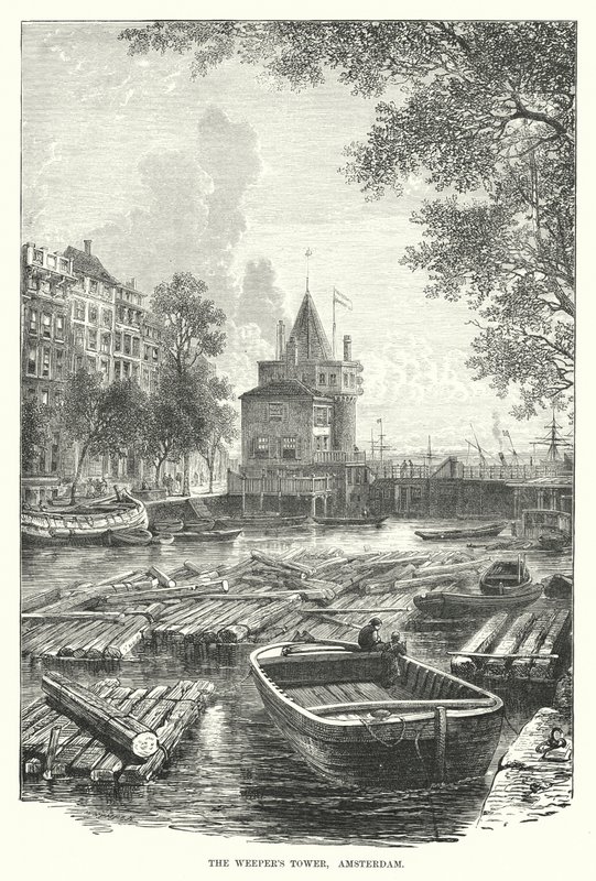 Plačící věž, Amsterdam (rytina) od English School
