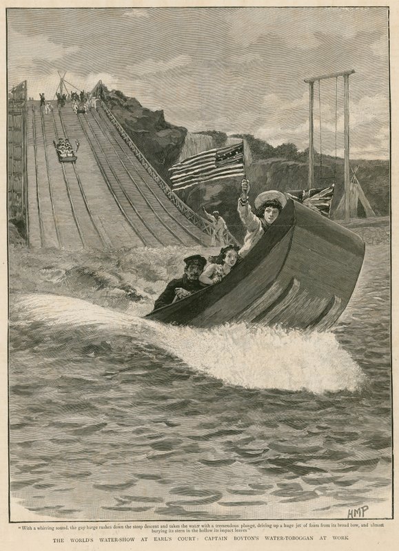 Světová vodní show v Earls Court, Londýn; Kapitán Boytons Water Toboggan v práci od English School