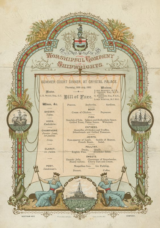 Letní dvorní večeře uctívané společnosti loďařů (chromolitho) od English School