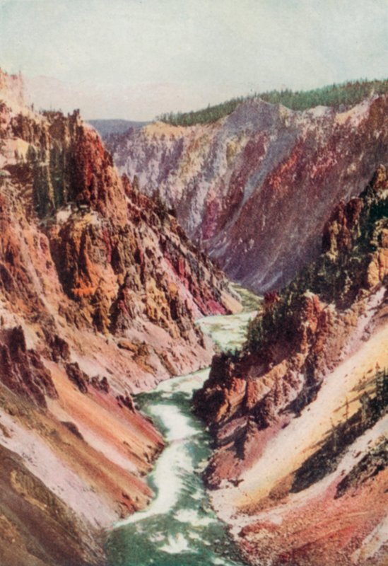 Řeka Yellowstone (barevná litografie) od English School