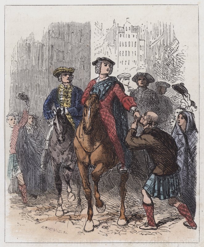 The Young Chevalier Entering Edinburgh (barevná rytina) od English School