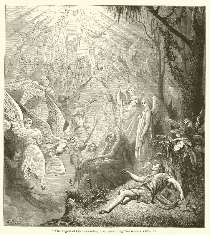 „Andělé Boží vystupující a sestupující“, Genesis, xxviii od English School
